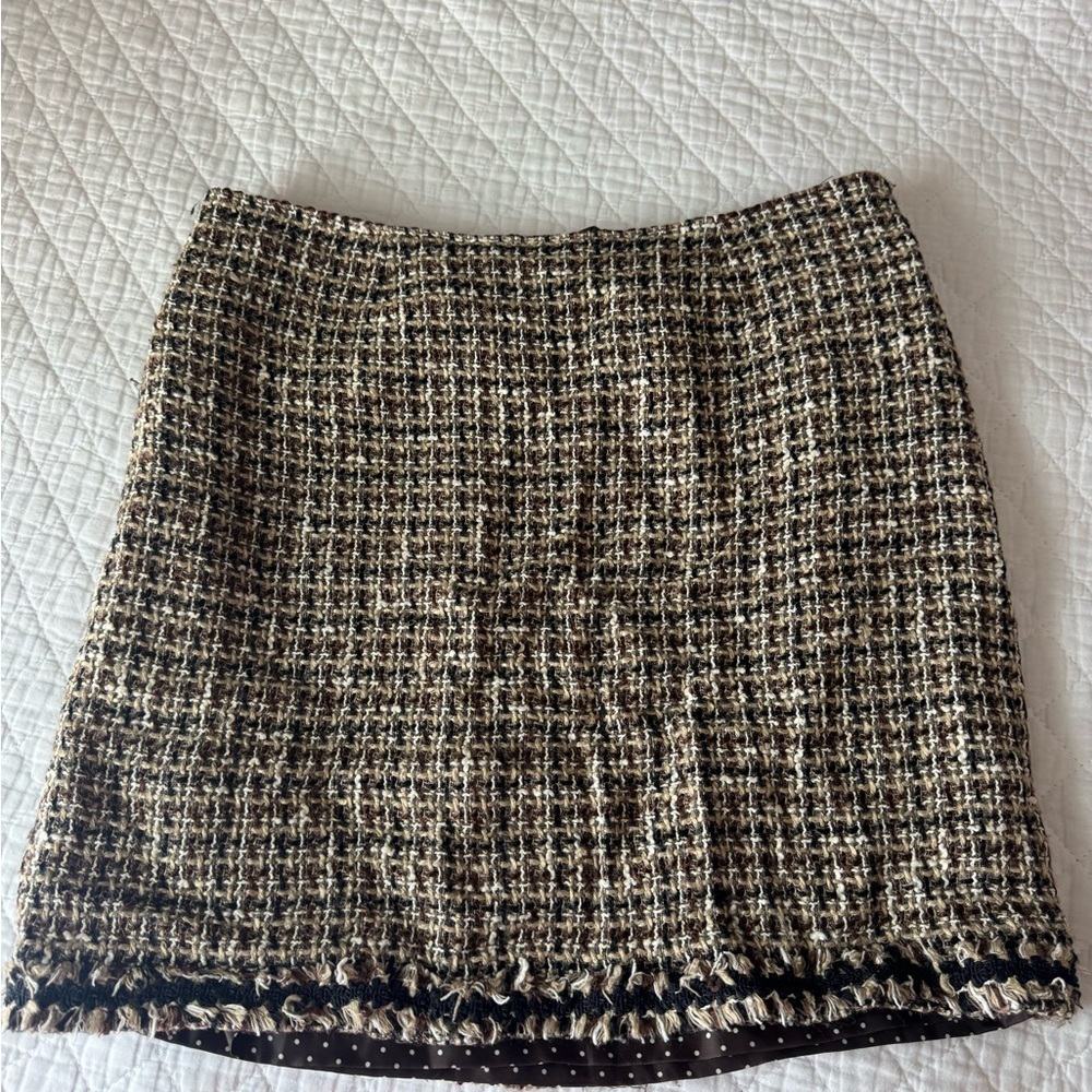Nine West Black and Brown Tweed Mini Skirt